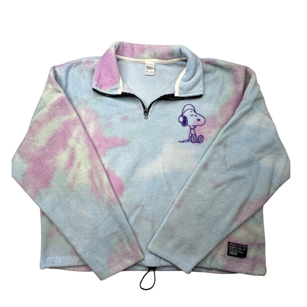 Peanuts Snoopy Tie-Dye Quarter Zip Fleece Pullover XXL